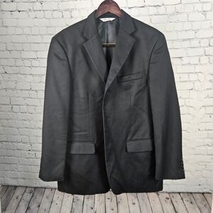 Linea Uomo Mens 40 Regular Black 100% Wool 3-Button Blazer Suit Jacket